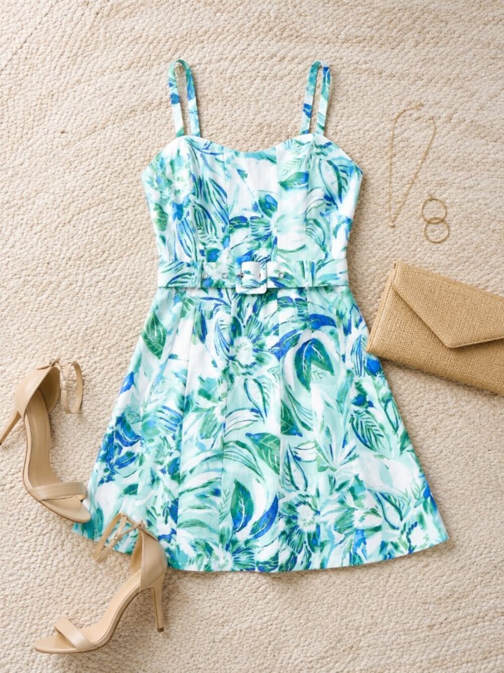 Rachel Roy Turquoise Aqua Floral Print Mini Dress Size 8 NWT Vacation
